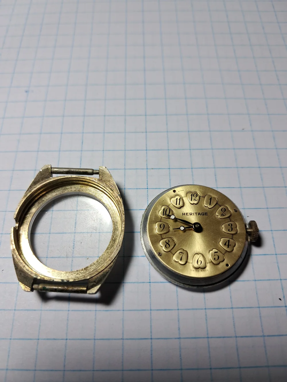 Heritage Vintage Gold-Tone Engraved Watch Face